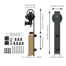 8FT Heavy Duty Sliding Barn Door Hardware Kit 330LBS Load Capacity Single Door Fit 3.7-4.3FT Wide 1.3"-3" Thick WallsNumber of Doors: Single Door, Slide Rail Shape: J-Type
