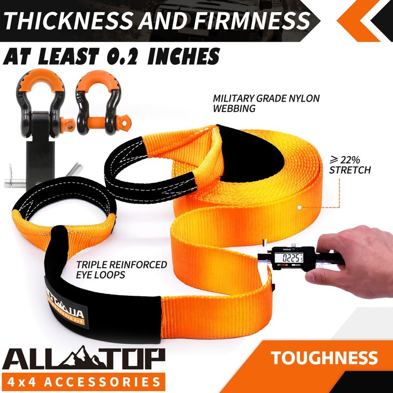 ALL-TOP Nylon Recovery Kit with Hitch Receiver: 3" x 20'