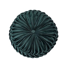 HLOVME Round Velvet Pillow for Couch Small Handmade Decorative Throw Pillow for Bed Bedroom 13.7” Dark Green