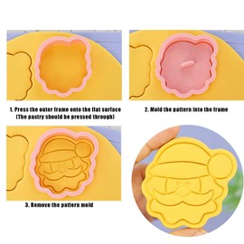 Christmas Cookie Cutter Set, 8pcs 3D Pressable Christmas Cookie Cutters and Stamps, Christmas Tree Snowman Santa Claus Reindeer Cookie Cutters Winter Cookie Cutter Stamp (Christmas typeB)