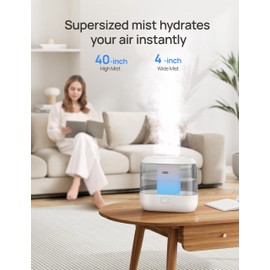 Dreo Smart Humidifiers for Bedroom, Top Fill 4L Cool Mist Humidifier with Nightlight, 36H Runtime, Touch/APP/Voice Control, Quiet Ultrasonic Humidifiers for Large Room, Home, Baby, Plants, Office