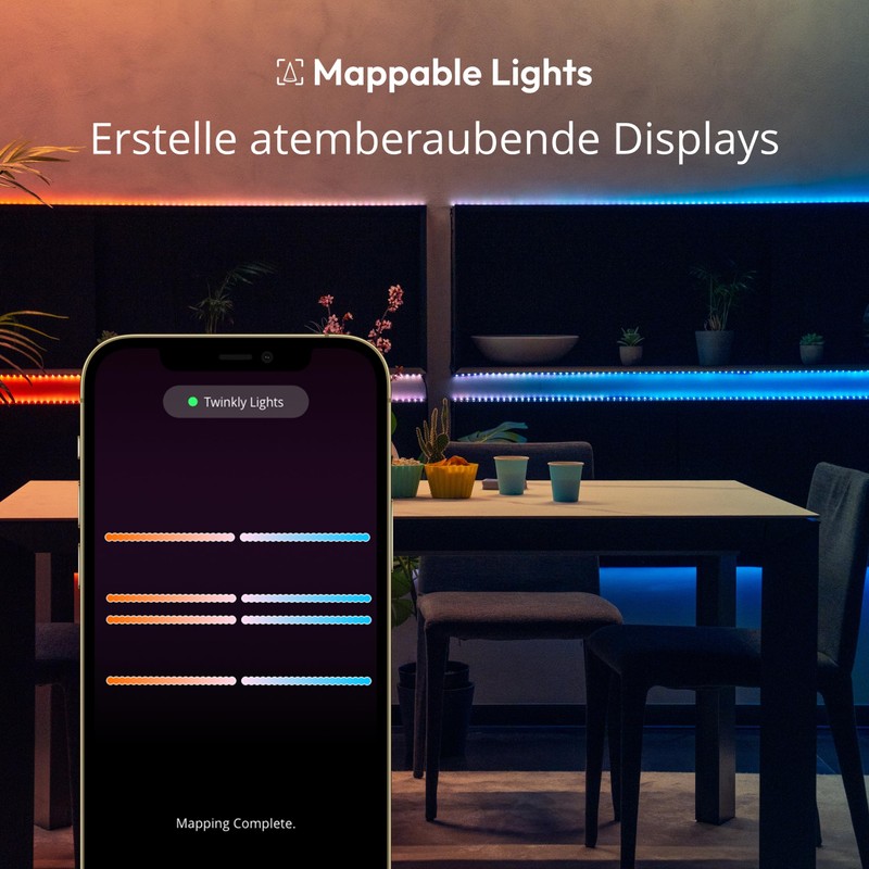 Twinkly Line Starter Kit 1,5m, Magnetischer Multicolor-LED-Streifen, Kit mit Smart