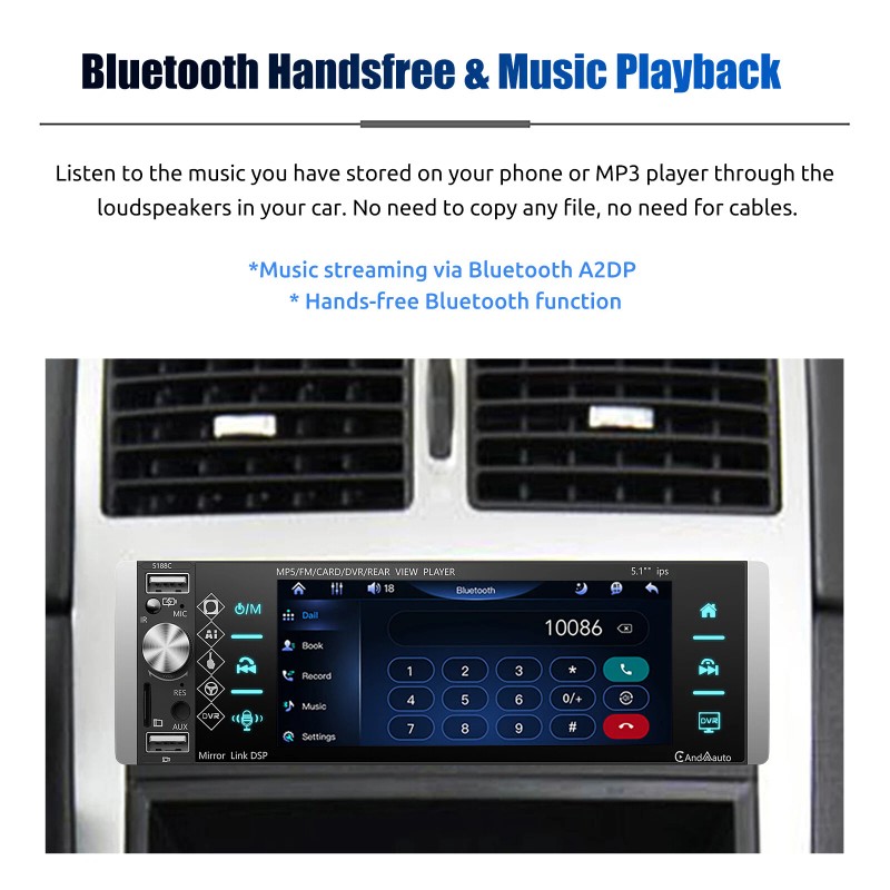 ESSGOO 5.1" Single 1 Din Car Stereo Radio MP5 Player