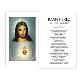 Amor Memorials Stationery Tarjetas Funerales De Recordatorio FPC1008ES Sagrado corazon de Jesus (Impreso personalizado - Seleccione oración deseada)