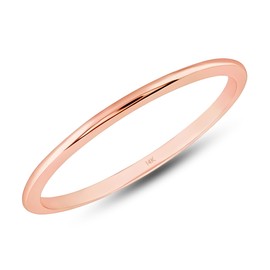 MAX + STONE Solid 14k Gold Wedding Band Ring for Women in Rose Gold 1mm Thin Stacking Band in Size 5.5