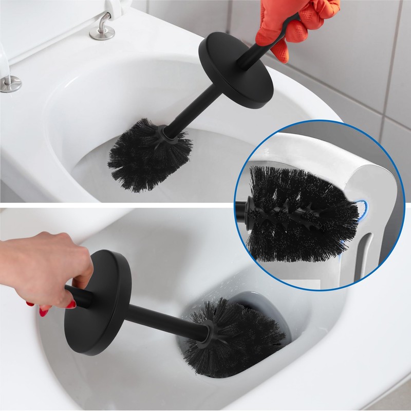 Heavy Duty Stainless Steel Toilet Brush Set with Holder(2 Brush