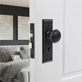 FORTSTRONG Mortise Lock Set - Complete Vintage Door Knob Replacement Kit includes 2 Facia, 2 Keys, and 12 Screws - Antique Style Mortise Locks - for Interior Doors or Outside Use