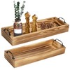 LotFancy Wooden Decorative Tray, Set of 2, Brown Long Rustic