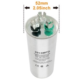 CBB65 Start Capacitor with Dual Run Function ±5% 440VAC Combination Capacitor for Air Conditioner Units, Fan Motor Start, Heat Pumps, Condensers in Straight Cool Systems (20 + 3 uf, 2)