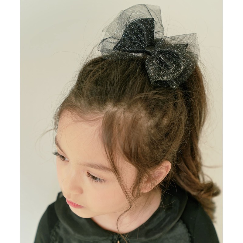 Laura Hair Rubber Girls Ribbon, Chiffon, Sparkle, Headband Size: Vertical