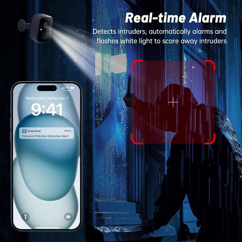 Wireless Solar Security Camera, Waterproof, 4MP Solar Powered, AI Motion