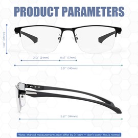 ZERPEET 2 Pack Men's Progressive Multifocal Reading Glasses,Half Rim Metal Frame TR90 Temples Blue Light Blocking Anti Eyestrain Multifocus Computer Readers,2.25x