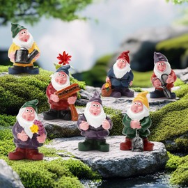 APOMOONS Pack of 7 Miniature Garden Gnomes, Garden Gnome, Garden Gnome, Funny Mini Gnome, Fairy Garden Gnomes, Miniature Garden Gnomes for Outdoor Use, Funny and Holiday Party Garden Decoration
