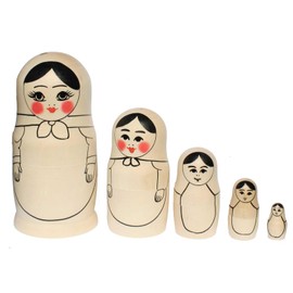 N_FROMM Matryoshka Doll Blank Babushka Matryoshka Dolls Wooden for Painting (5 Wooden Figures 16 cm with Contours)