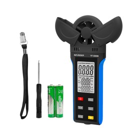 Digital Anemometer Wind Speed Meter, 6-in-1 Wind Gauge for Velocity/Temperature/Relative Humidity, Auto-Off with Data Hold, LCD Backlight, for Shooting, Sailing