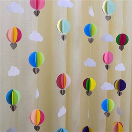 SHHS 3D Colorful Clouds Curtain Hanging Paper Flower(3pack X 9.2ft), Rainbow Cloud Dots Love Paper Flower Party Streamers for Kids Door Decoration, Wedding Birthday Party Supplies