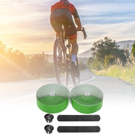 BULLSPANN 1 Paar Fahrrad Lenkerbänder, rutschfestes und stoßdämpfendes Lenkerband Kunstleder und EVA für Rennrad, Belüftungsgriffband für MTB, 216 x 3 cm, Dicke 3 mm, Grün