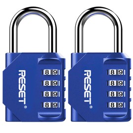 RESET-060 2 Pack 4 Digit Combination Lock Outdoor Padlock for School Gym Sports Locker Fence Toolbox Gate Suitcase Hasp Blue