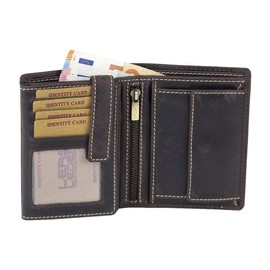 LEAS Kombibörse mit Riegel und Geschenkbox im Vintage-Stil in Echt-Leder, braun