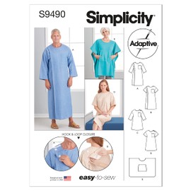 Simplicity Unisex Recovery Gowns and Bed Robe Sewing Pattern Kit, Code S9490, Sizes L-XL-XXL, Multicolor