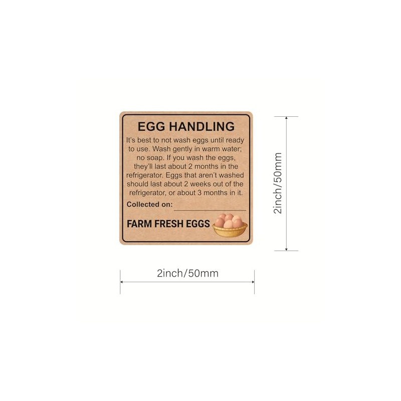 M MeshaKippa Farm Fresh Egg Handling Instruction Sticker, 2 inch,