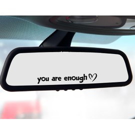 2 x You Are Enough Car Rearview Mirror Decal, Water Bottle Stickers, Affirmation Reminder Sticker, Laptop Bumper Sticker, Tumbler Vinyl Sticker Car Mirror Decal Decor (Black)