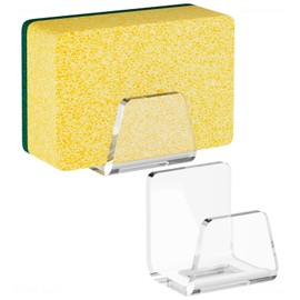 NiHome Clear Acrylic Kitchen Sink Sponge Holders 2PCS for Sponges, Dishcloths & More - Sleek Modern Look No-Drill Design with Efficient Drainage and Multipurpose Storage, Saves Space & Easy to Install
