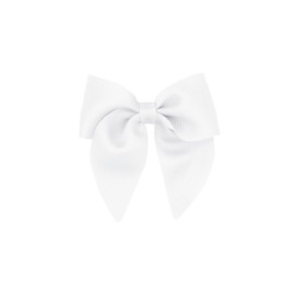 Wee Ones Girls' Satin Bowtie with Twisted Wrap and Whimsy Tails on a WeeStay Hair Clip, Small, White