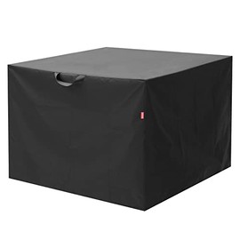 Durable Square Fire Pit Cover, 100% Waterproof, Anti-Crack 600D, Patio Fire Pit Table Cover Black - 32 x 32x 24 Inches, Rectangular, Outdoor