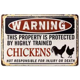 JIMOWANG Funny Chicken Coop Warning Vintage Metal Signs for Cafes Bars Pubs Shop Wall Decorative Funny Retro Signs 8 x 12 Inch