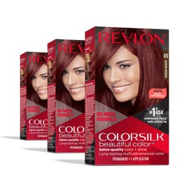 Revlon Permanent Hair Color, Permanent Red Hair Dye, Colorsilk with 100% Gray Coverage, Ammonia-Free, Keratin and Amino Acids, Red Shades (Pack of 3)