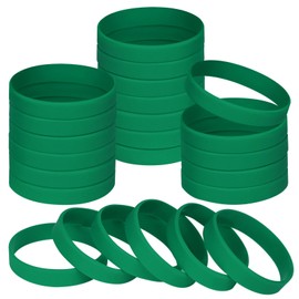 NAHRMY 25PCS Rubber Bracelets Silicone Wristbands, Elastic Identification Silicone Wristband Bracelet for Sports Teams Party Boys Girls Teens Teacher Student Gifts Green