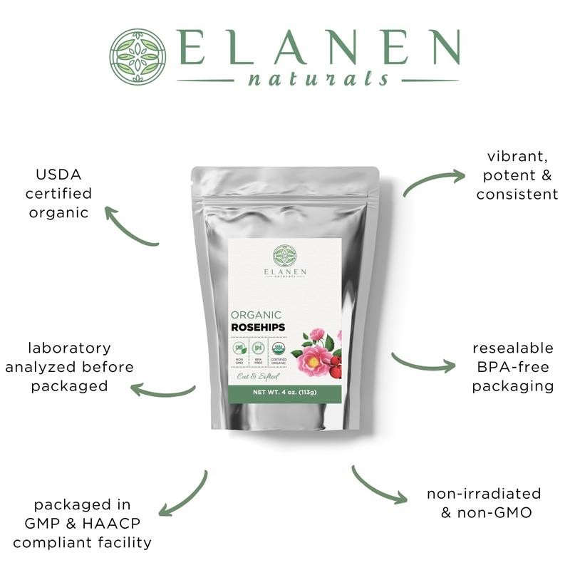 Elanen Naturals Rosehips, USDA Certified Organic, Whole - Size: 1