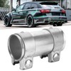 Exhaust Muffler Tube Connector Joiner Dual Clamp Sleeve 2in/51mm Automobile