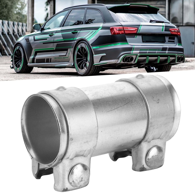 Exhaust Muffler Tube Connector Joiner Dual Clamp Sleeve 2in/51mm Automobile