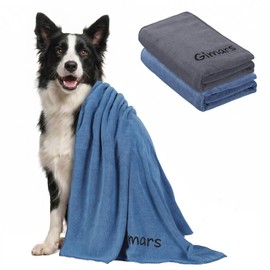 Gimars Super Absorbent Dog Towel, Microfibre Dog Drying Towel for Faster Drying, Soft Quick Dry Pet Towel, 2 Pack, 75 x 35 cm