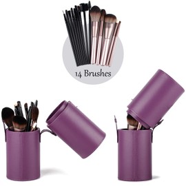Makeup Brush Holder Travel Brushes Case Bag Cup Storage Dustproof for Women and Girls (Purple)