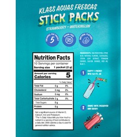 Klass Aguas Frescas | Drink Mix Strawberry Watermelon | Sugar Free! (40 Count Powder Stick Packs)