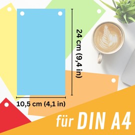 perfect line perfect line - 100 Trennstreifen für Ordner A4, Trennblätter aus Recycling-Karton, 5 Farben, gelocht, Made in Germany, Blauer Engel zertifiziert