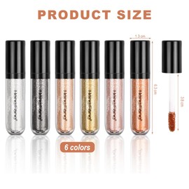 Aililong 6 Colours Liquid Eyeshadow Set, Diamond Sparkling Liquid Eyeshadow, Durable Waterproof Eyeliner Eyeshadow - Ombretti Glittering Eyes & Umbrello Liquido Eyes