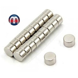 10 x Disc Magnet Ø 8 mm, Height 4 mm Round Neodymium Magnet N45 Nickel - Holds 2,0 kg - Super Strong Circle Magnets (NdFeB) for Fridge Whiteboards Magnetic Boards