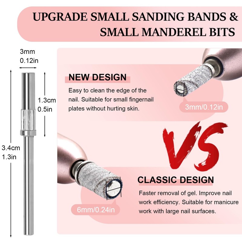 DMQ Sanding Bands for Nail Drill, 100Pcs Mini Extra Fine