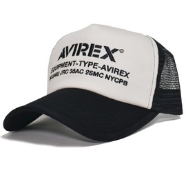 AVIREX 7300 Number Ring Embroidered Mesh Cap, off white black