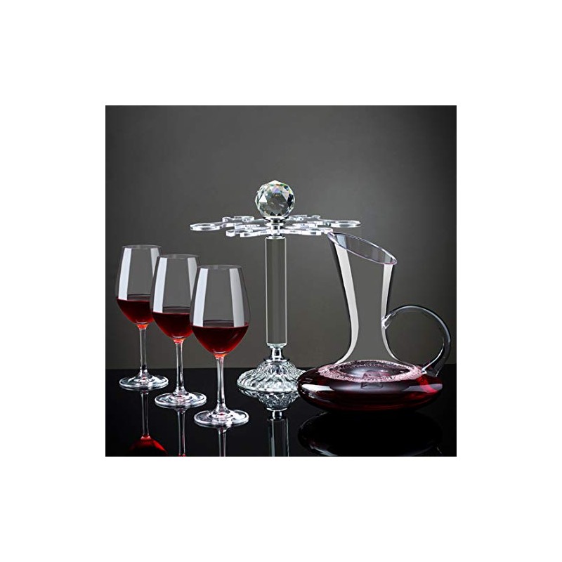 Elegant Desktop Crystal Glass Stemware Rack/Rotate 8 Wine Glass Storage