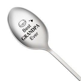 Grandad Coffee Spoon,Grandpa Gift from Grandkids Best GRANDPA Ever Spoon Engraved Coffee Tea Spoons Father’s Day Birthday Christmas Gifts for Grandfather Father Coffee Lover A8YYSZ