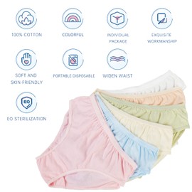 Women's Disposable Underwear For Travel Colorful Cotton Panties Ladies Briefs Hotel Spa Hospital Stays Emergencies (10p,M)