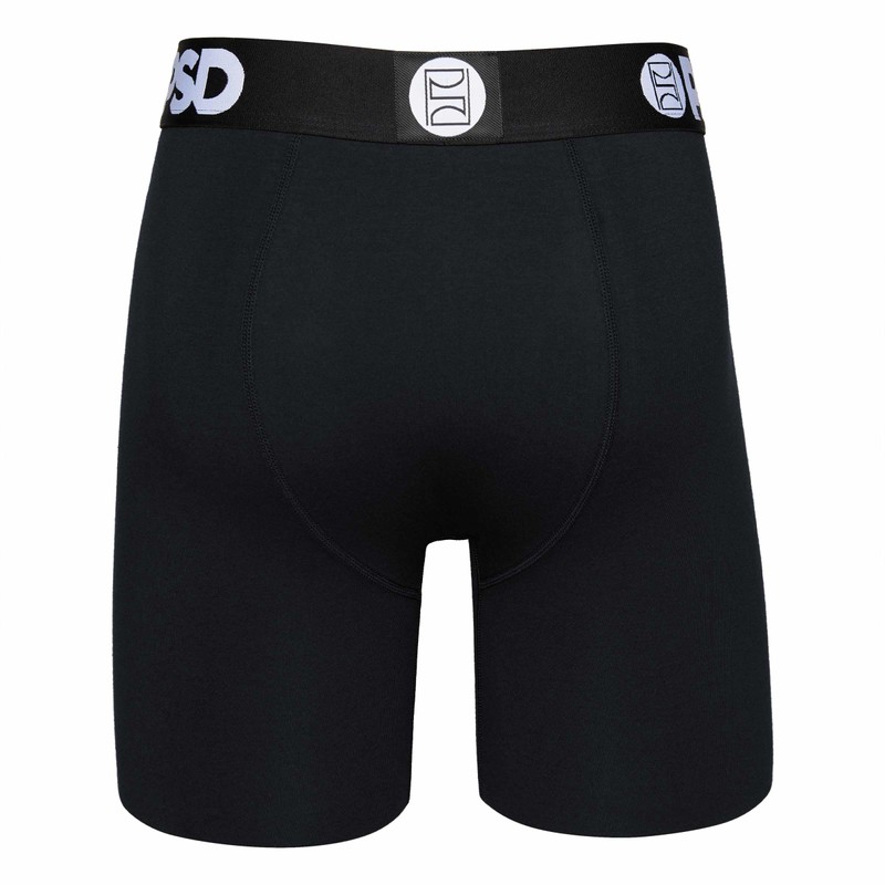 PSD Underwear Mens Boxer Briefs - Solid Black 3 Pack,