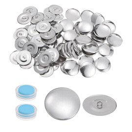 HARFINGTON 100 Sets Self Cover Button Kit 60L 1.5" 38mm with Wire Backs Aluminum Buttons to Cover Fabric Button Maker Covered Buttons Kit with 2 Tools for DIY Cloth Home Decor Sewing