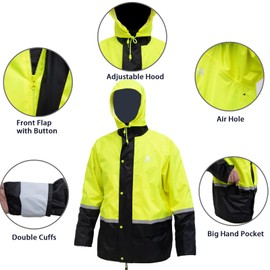 RainRider Rain Suits for Men Waterproof Breathable High Visibility Rain Gear Durable Oxford Rain Jacket Pants(Yellow,S)