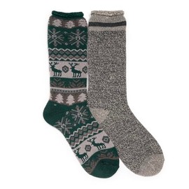 MUK LUKS Men's 2 Pk Heat Retainer Socks, Multi, OS
